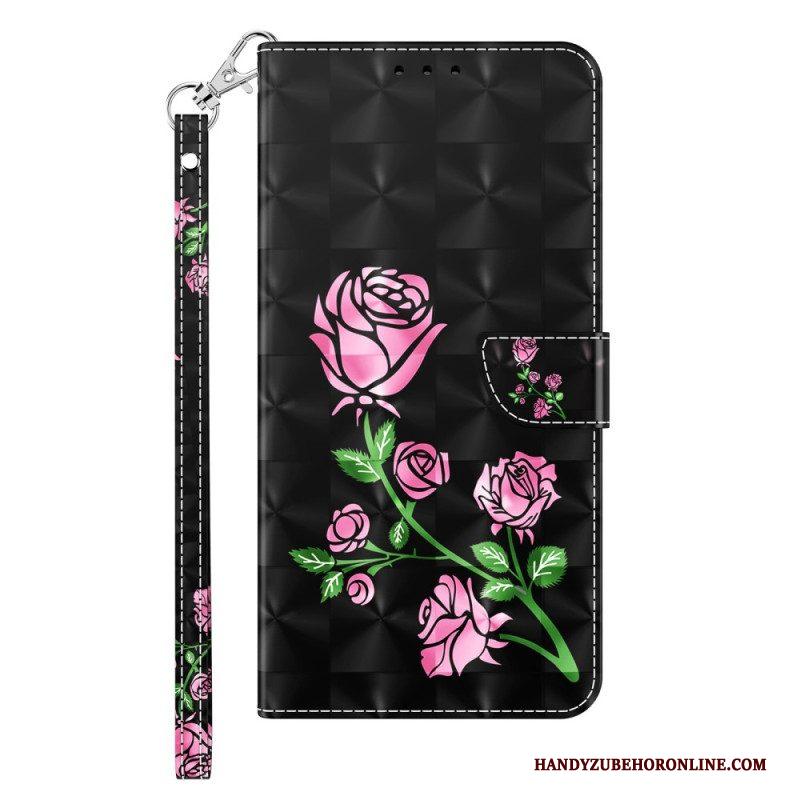 Folio-hoesje voor Sony Xperia 1 IV Rozen Met Lanyard