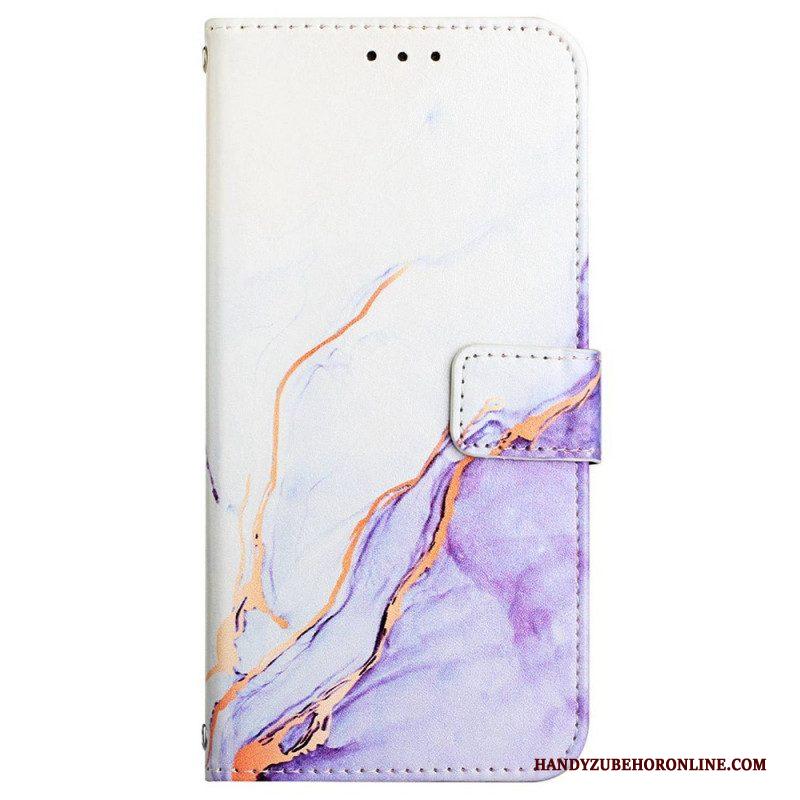 Folio-hoesje voor Xiaomi 12 Pro Met Ketting Gestreept Aquarel Marmer