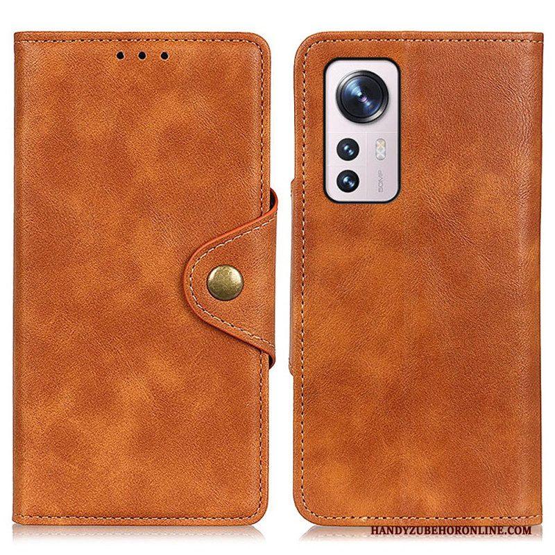 Folio-hoesje voor Xiaomi 12 Pro Vintage Kunstleer En Knop