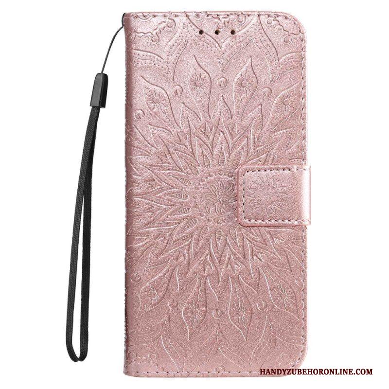 Folio-hoesje voor Xiaomi 12T / 12T Pro Met Ketting Strappy Zon Mandala