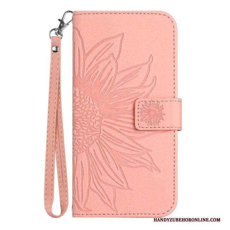 Folio-hoesje voor Xiaomi 13 Lite Zonnebloem Met Lanyard