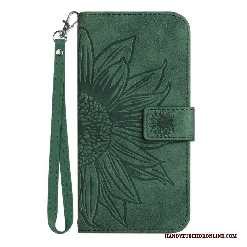 Folio-hoesje voor Xiaomi 13 Lite Zonnebloem Met Lanyard