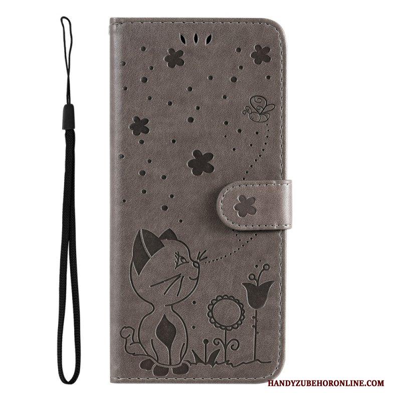 Folio-hoesje voor Xiaomi 13 Met Ketting Kat En Bij Met Lanyard