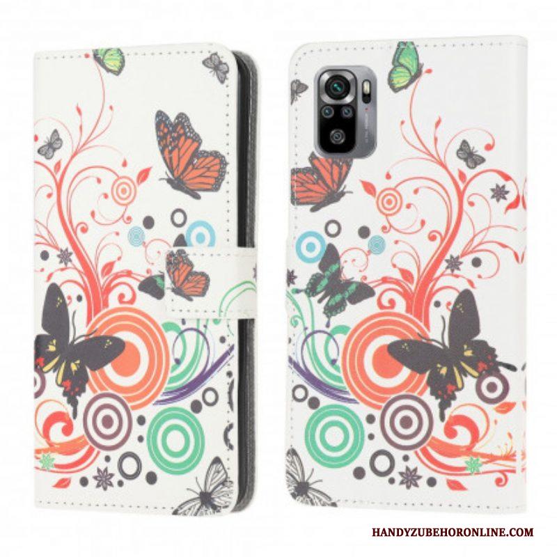Folio-hoesje voor Xiaomi Redmi Note 10 / 10S Vlinders En Bloemen