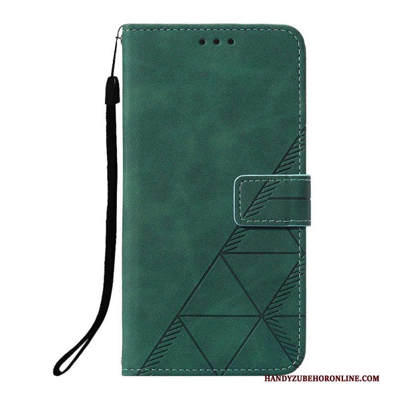 Folio-hoesje voor Xiaomi Redmi Note 10 Pro Met Ketting Strappy Geometrische Lederen Stijl