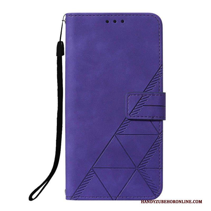 Folio-hoesje voor Xiaomi Redmi Note 10 Pro Met Ketting Strappy Geometrische Lederen Stijl