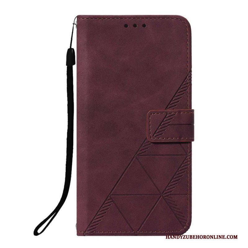 Folio-hoesje voor Xiaomi Redmi Note 10 Pro Met Ketting Strappy Geometrische Lederen Stijl