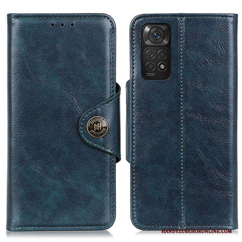 Folio-hoesje voor Xiaomi Redmi Note 11 / 11S Glanzende Knop Van Imitatieleer