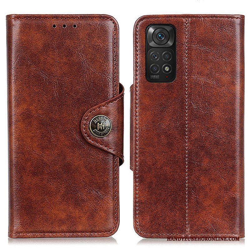 Folio-hoesje voor Xiaomi Redmi Note 11 / 11S Glanzende Knop Van Imitatieleer