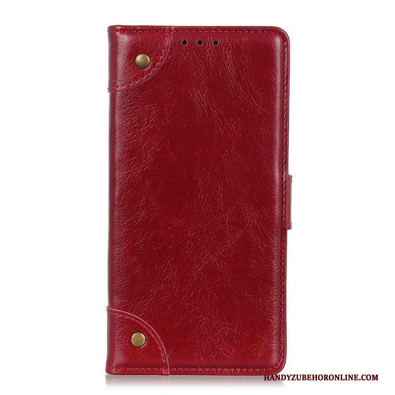 Folio-hoesje voor Xiaomi Redmi Note 11 / 11S Stijl Nappa Lederen Vintage Klinknagels