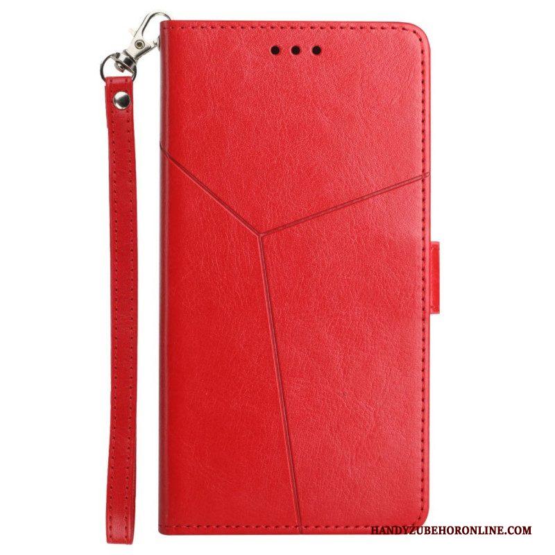 Folio-hoesje voor Xiaomi Redmi Note 11 Pro Plus 5G Met Ketting Strappy Geometrische Lederen Stijl