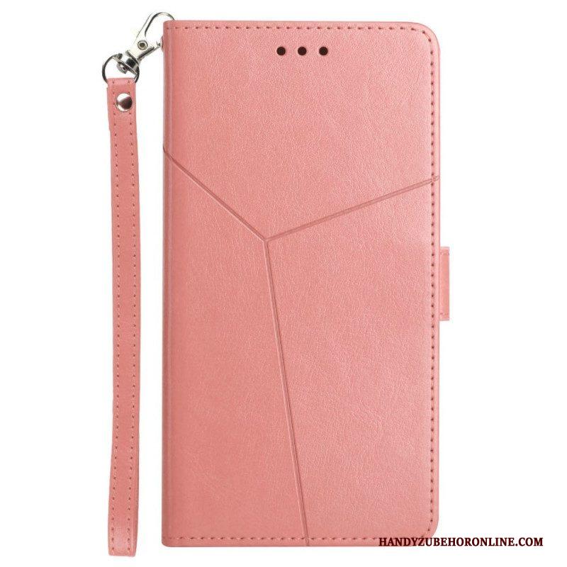 Folio-hoesje voor Xiaomi Redmi Note 11 Pro Plus 5G Met Ketting Strappy Geometrische Lederen Stijl