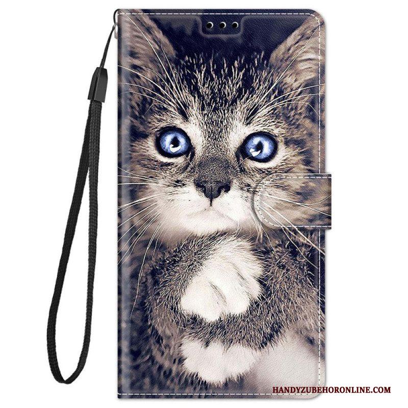 Folio-hoesje voor Xiaomi Redmi Note 11 Pro Plus 5G Met Ketting String Cat Fan