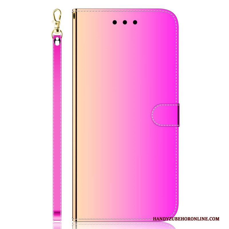 Folio-hoesje voor Xiaomi Redmi Note 12 4G Imitatie Spiegelleer Met Riem