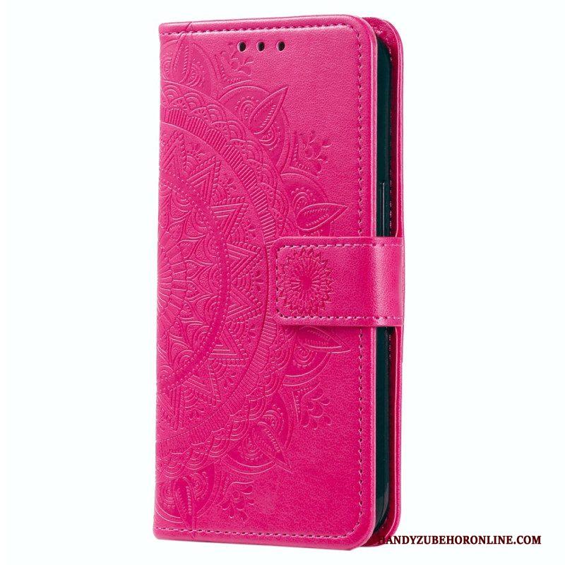 Folio-hoesje voor Xiaomi Redmi Note 12 4G Mandala Zon Met Lanyard