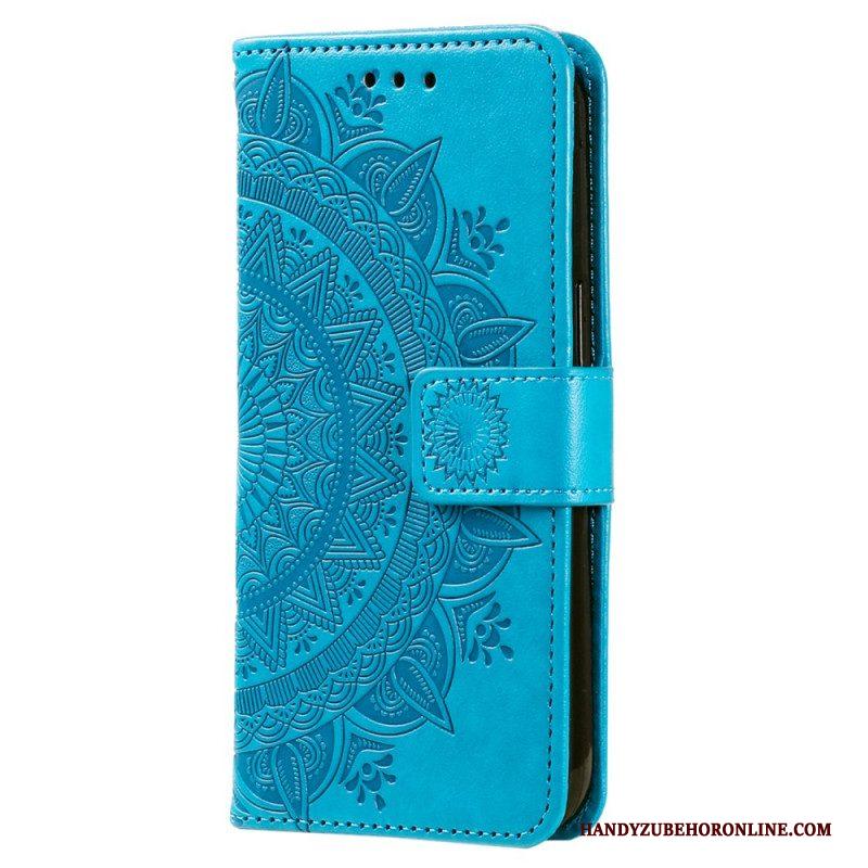 Folio-hoesje voor Xiaomi Redmi Note 12 4G Mandala Zon Met Lanyard