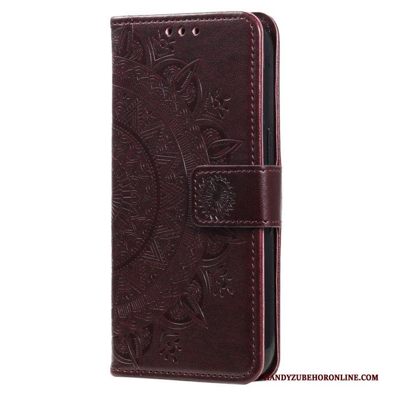 Folio-hoesje voor Xiaomi Redmi Note 12 4G Mandala Zon Met Lanyard