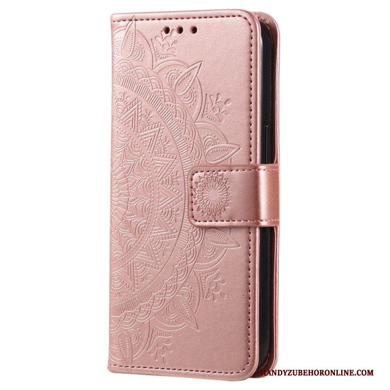 Folio-hoesje voor Xiaomi Redmi Note 12 4G Mandala Zon Met Lanyard