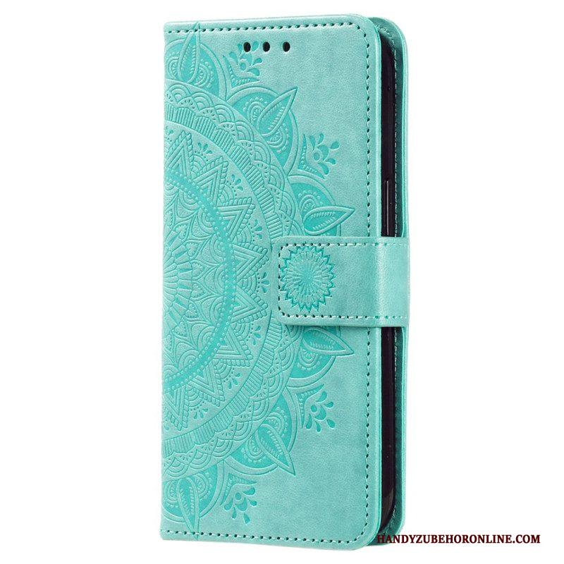 Folio-hoesje voor Xiaomi Redmi Note 12 4G Mandala Zon Met Lanyard