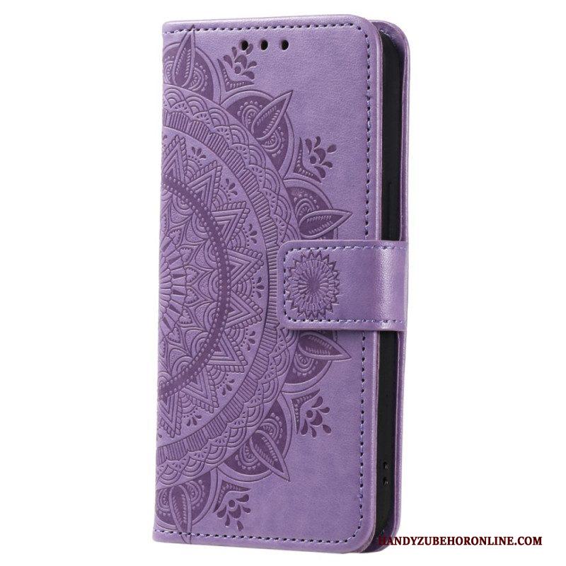 Folio-hoesje voor Xiaomi Redmi Note 12 4G Mandala Zon Met Lanyard