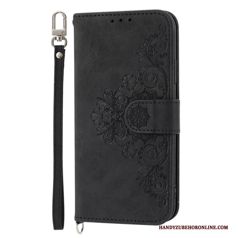 Folio-hoesje voor Xiaomi Redmi Note 12 5G Bloemen Met Riem En Schouderriem