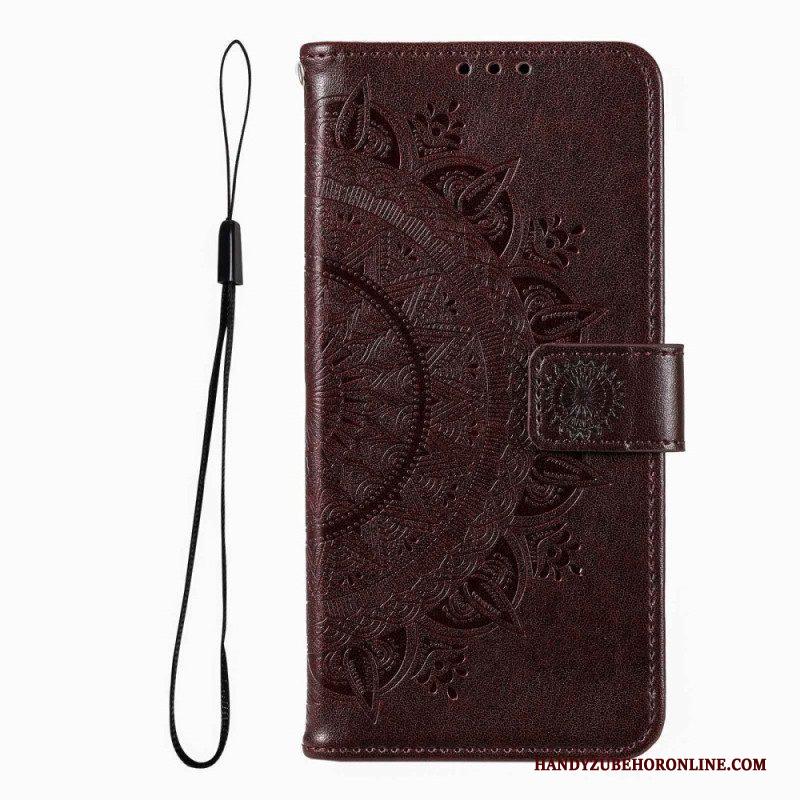 Folio-hoesje voor Xiaomi Redmi Note 12 Pro Mandala Zon Met Lanyard