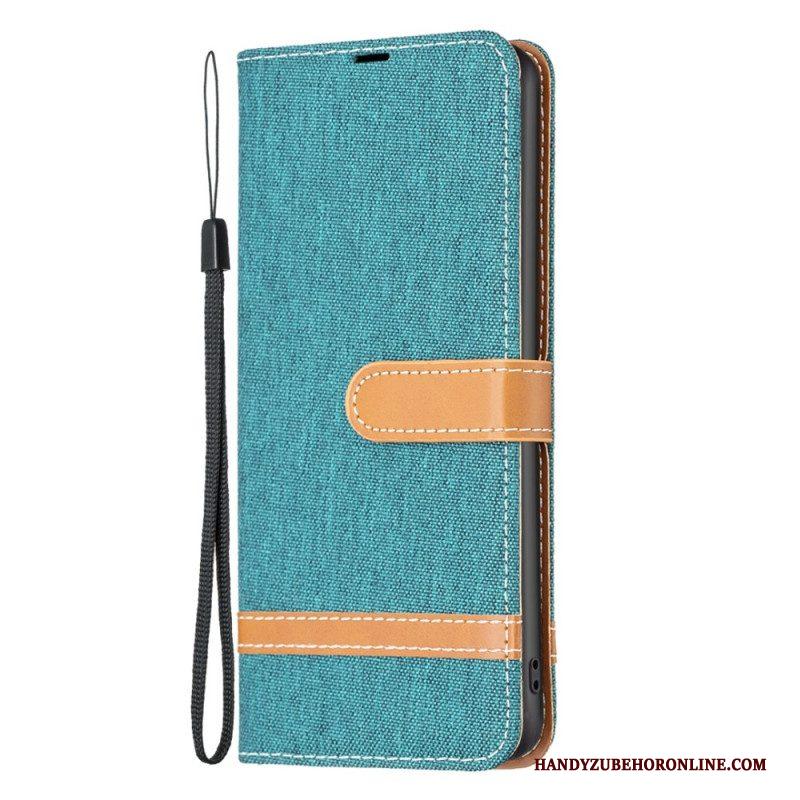 Folio-hoesje voor Xiaomi Redmi Note 12 Pro Met Ketting Band Van Stof En Leereffect