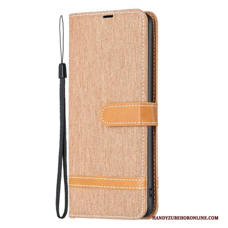 Folio-hoesje voor Xiaomi Redmi Note 12 Pro Met Ketting Band Van Stof En Leereffect