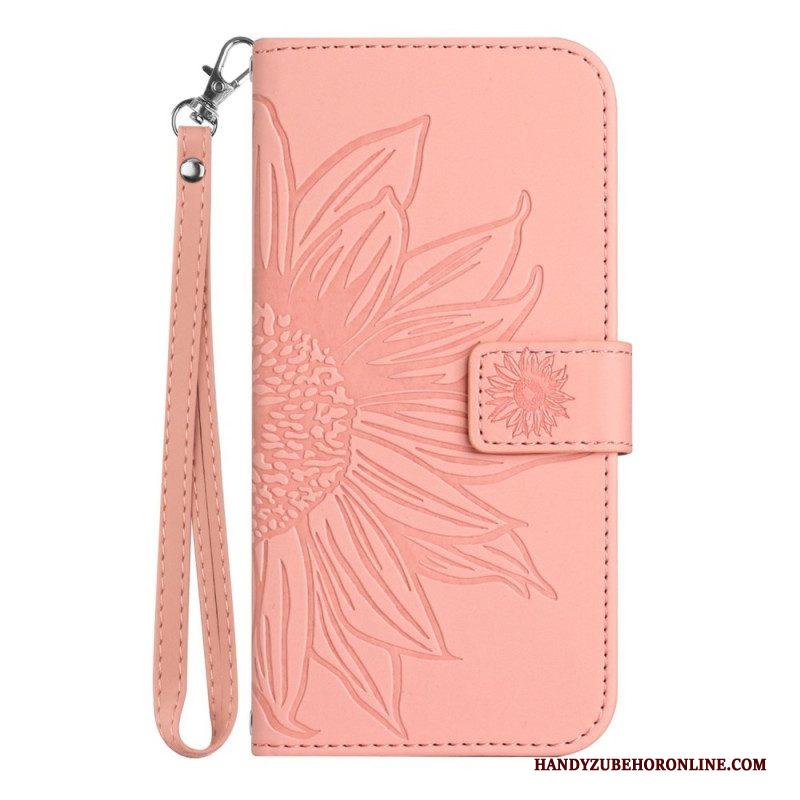 Folio-hoesje voor Xiaomi Redmi Note 12 Pro Plus Bloem Met Koord