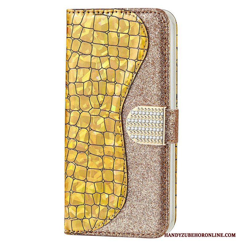 Folio-hoesje voor iPhone 13 Mini Krokodil Diamanten