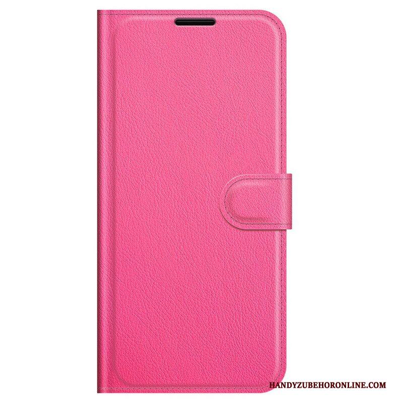 Folio-hoesje voor iPhone 13 Pro Klassiek Litchi-leereffect