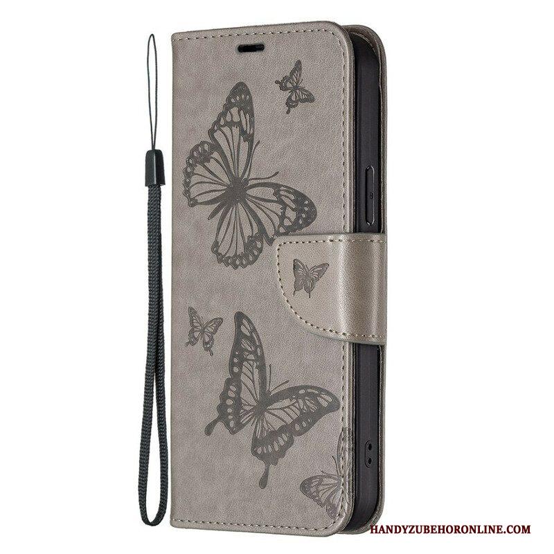 Folio-hoesje voor iPhone 13 Pro Max Flip Case Vlinders En Schuine Klep