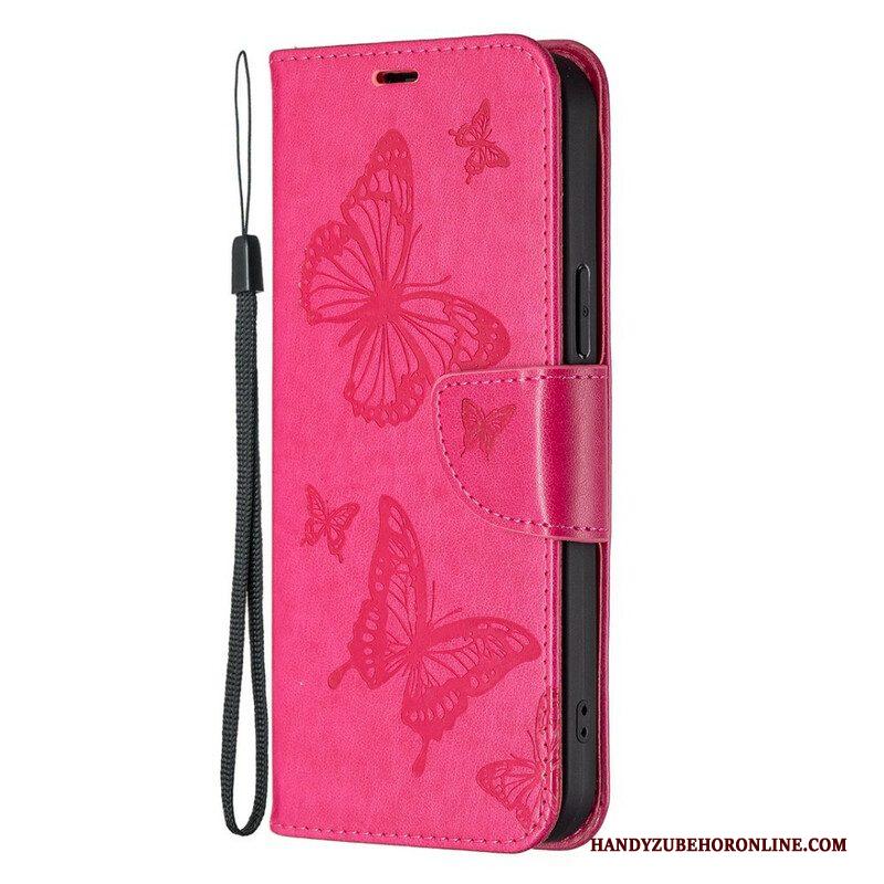 Folio-hoesje voor iPhone 13 Pro Max Flip Case Vlinders En Schuine Klep