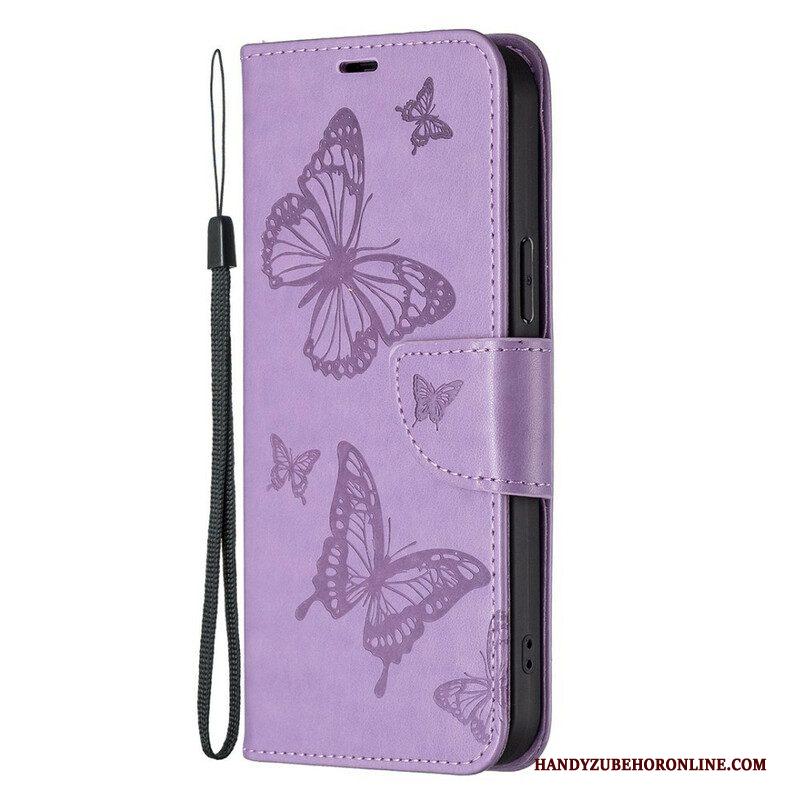 Folio-hoesje voor iPhone 13 Pro Max Flip Case Vlinders En Schuine Klep