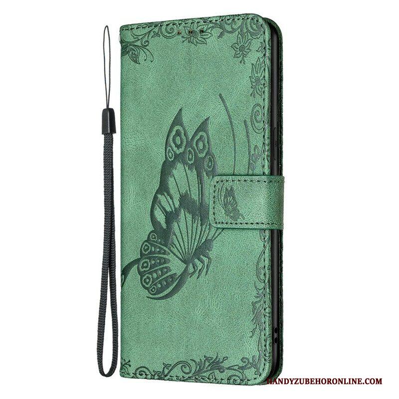 Folio-hoesje voor iPhone 13 Pro Met Ketting Barokke Strappy Vlinder