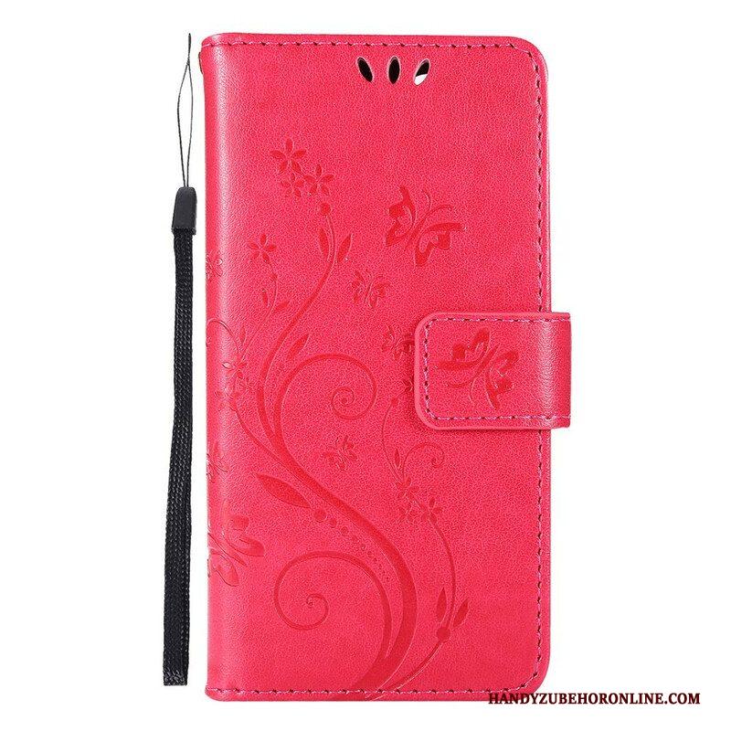 Folio-hoesje voor iPhone 13 Pro Met Ketting Strappy Grafische Bloemen
