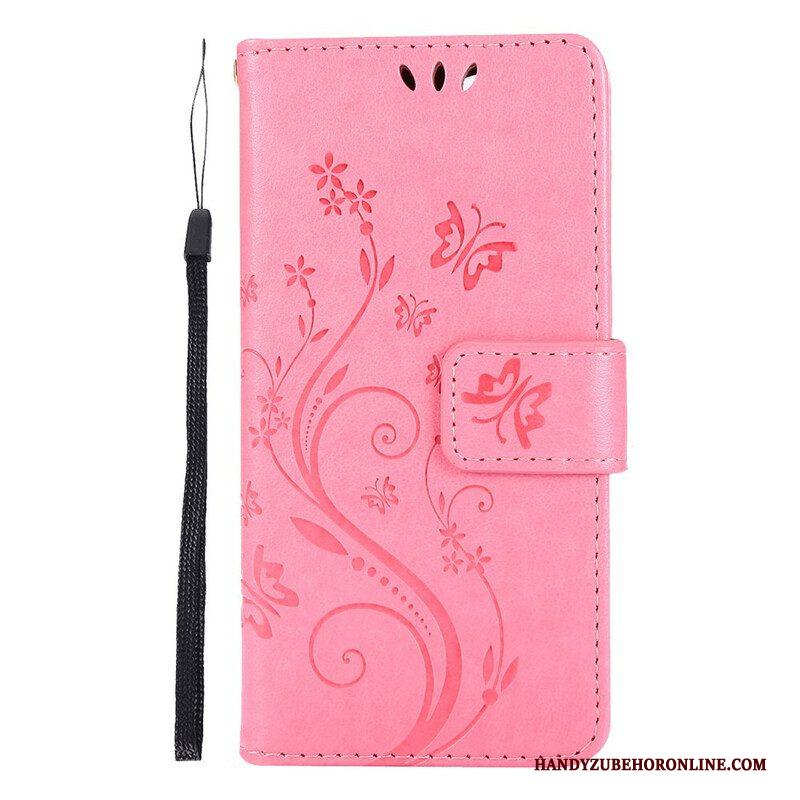 Folio-hoesje voor iPhone 13 Pro Met Ketting Strappy Grafische Bloemen