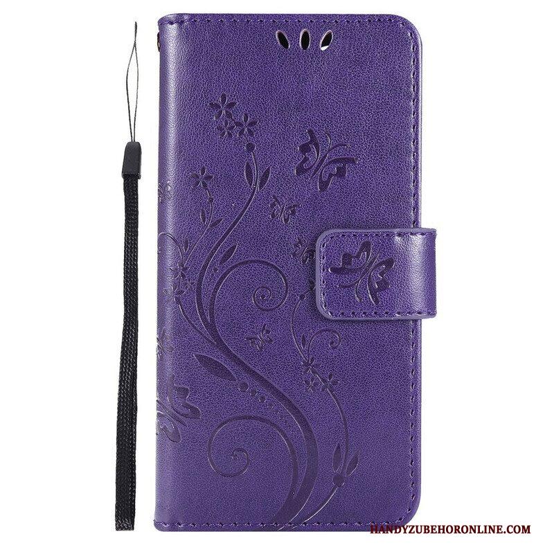 Folio-hoesje voor iPhone 13 Pro Met Ketting Strappy Grafische Bloemen