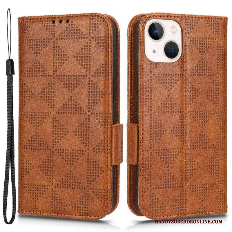 Folio-hoesje voor iPhone 14 Plus Flip Case Dubbel Flap- En Driehoekspatroon