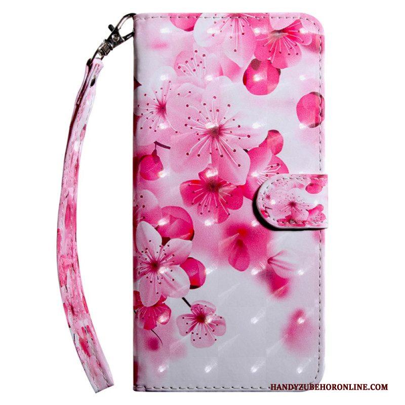 Folio-hoesje voor iPhone 15 Pro Max Met Ketting Band Bloemen