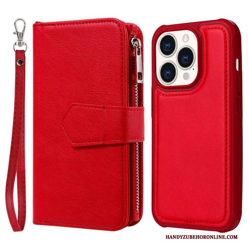 Hoesje Flip Case voor iPhone 14 Pro Portemonnee Leren Portemonnee Met Afneembaar