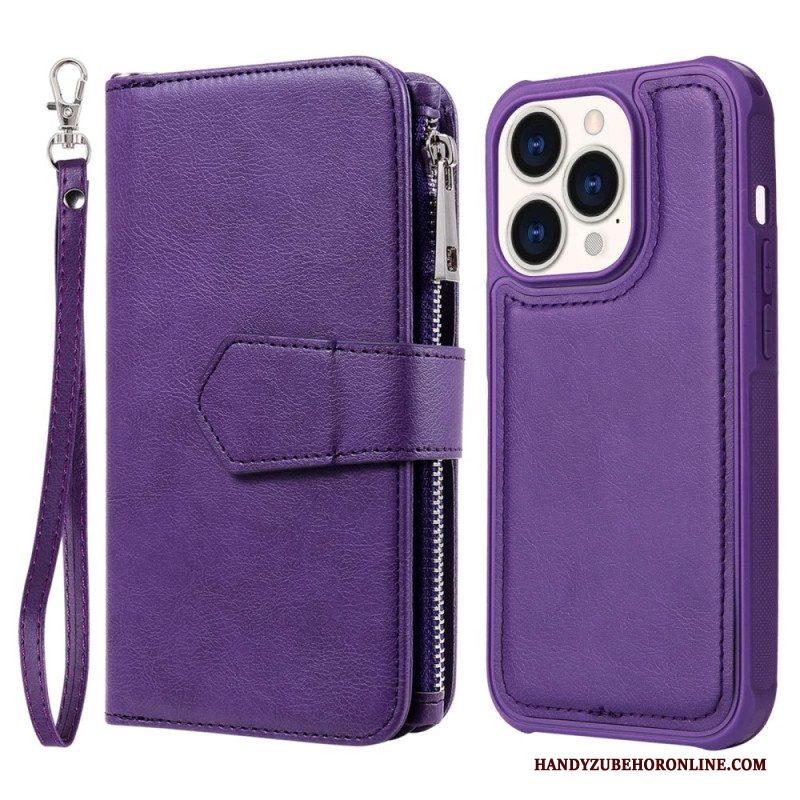 Hoesje Flip Case voor iPhone 14 Pro Portemonnee Leren Portemonnee Met Afneembaar