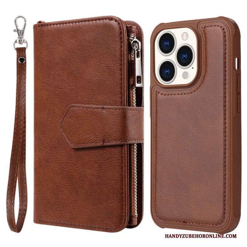 Hoesje Flip Case voor iPhone 14 Pro Portemonnee Leren Portemonnee Met Afneembaar