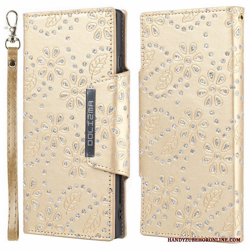 Hoesje Folio-hoesje voor Samsung Galaxy S22 5G Afneembare Diamanten