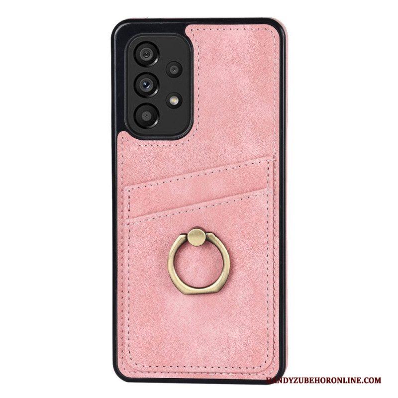 Hoesje voor Samsung Galaxy A53 5G Vintage Ringbeugel En Kaarthouder