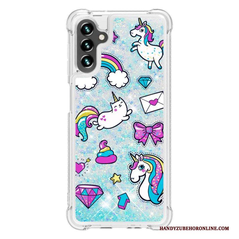 Hoesje voor Samsung Galaxy A54 5G Glitter Eenhoorns