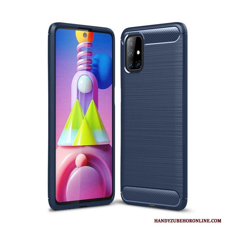 Hoesje voor Samsung Galaxy M51 Geborstelde Koolstofvezel