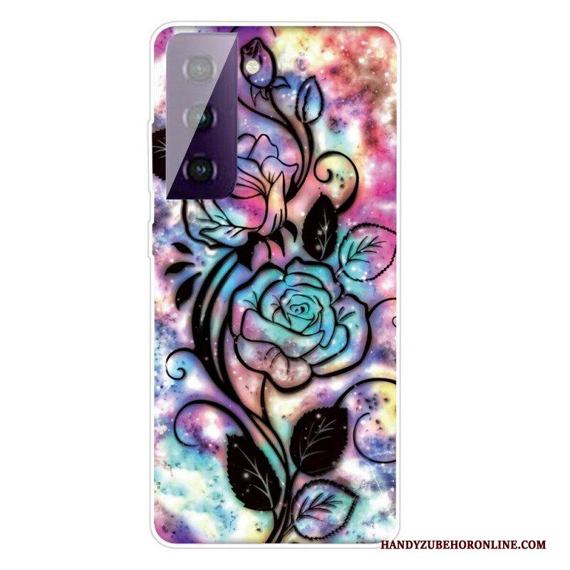 Hoesje voor Samsung Galaxy S21 FE Grafische Bloemen