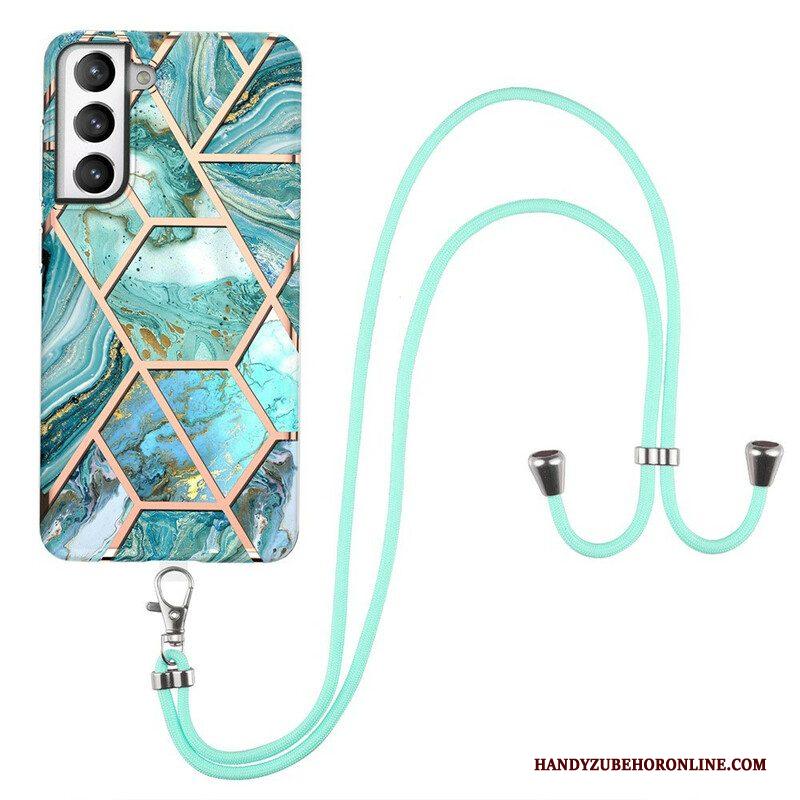 Hoesje voor Samsung Galaxy S21 FE Met Koord Premium Marmeren Koord