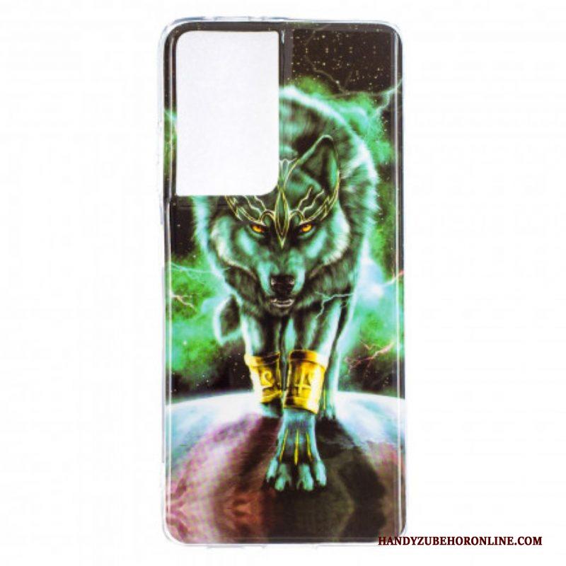 Hoesje voor Samsung Galaxy S21 Ultra 5G Fluorescerende Wolf-serie